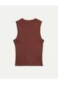 Camiseta Tejida Manga Sisa Acanalada Para Mujer  Deportiva  Color Terracota Marca Atmos de Atmos