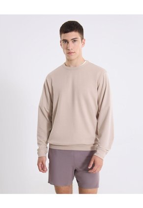 Buzo Cuello Redondo Burda Liviana Para Hombre Beige Atmos