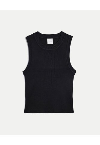 Camiseta Tejida Manga Sisa Acanalada Para Mujer  Deportiva  Color Negro Marca Atmos Atmos