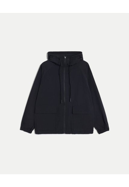 Chaqueta Rompevientos Oversize Con Capota Para Mujer  Deportiva  Color Negro Marca Atmos