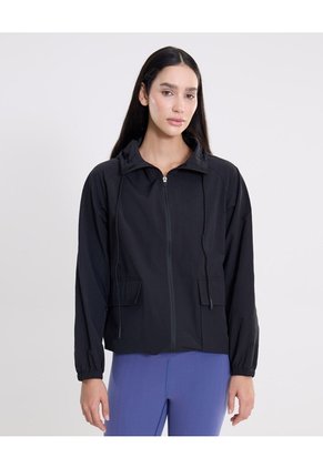 Chaqueta Rompevientos Oversize Con Capota Para Mujer  Deportiva  Color Negro Marca Atmos