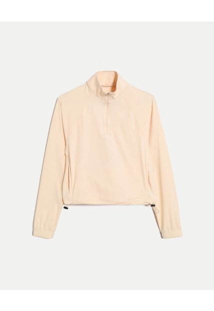 Buzo Cuello Alto Con Bolsillos Para Mujer  Deportiva  Color Beige Marca Atmos