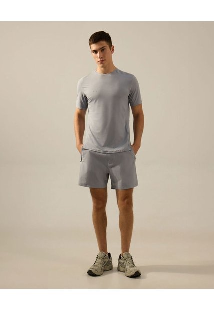 Camiseta Manga Corta Con Reflectivo Posterior  Para Hombre Gris Atmos