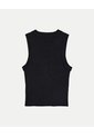 Camiseta Tejida Manga Sisa Acanalada Para Mujer  Deportiva  Color Negro Marca Atmos de Atmos