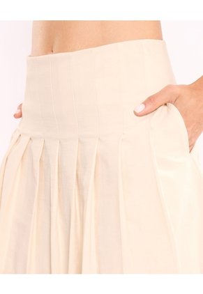 Falda Tableada Silueta Fluida Para Mujer Deportiva Color Beige Marca Atmos
