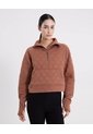 Chaqueta Acolchada Half Zipper Fit Relajado Para Mujer  Deportiva  Color Café Marca Atmos de Atmos