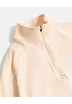 Buzo Cuello Alto Con Bolsillos Para Mujer  Deportiva  Color Beige Marca Atmos
