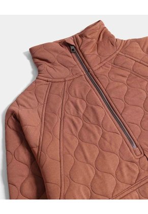 Chaqueta Acolchada Half Zipper Fit Relajado Para Mujer  Deportiva  Color Café Marca Atmos