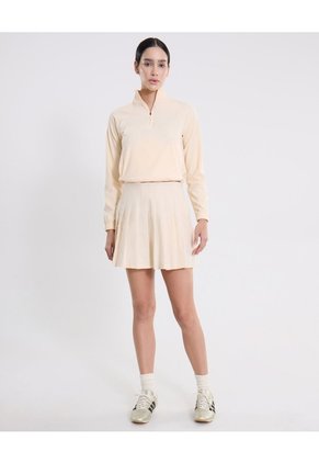Buzo Cuello Alto Con Bolsillos Para Mujer  Deportiva  Color Beige Marca Atmos