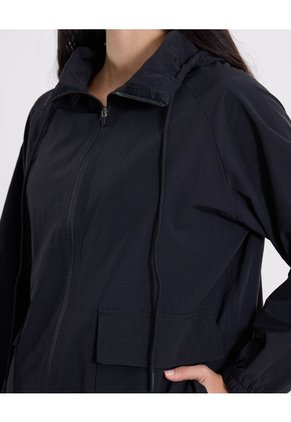 Chaqueta Rompevientos Oversize Con Capota Para Mujer  Deportiva  Color Negro Marca Atmos