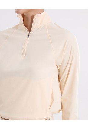 Buzo Cuello Alto Con Bolsillos Para Mujer  Deportiva  Color Beige Marca Atmos