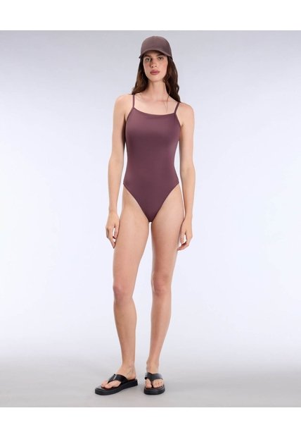 Enterizo Deportivo Escote Recto  Para Mujer Vino Atmos