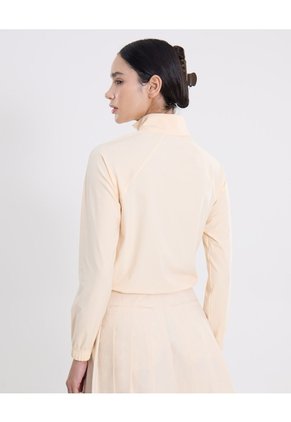 Buzo Cuello Alto Con Bolsillos Para Mujer  Deportiva  Color Beige Marca Atmos
