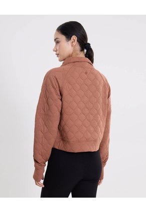Chaqueta Acolchada Half Zipper Fit Relajado Para Mujer  Deportiva  Color Café Marca Atmos