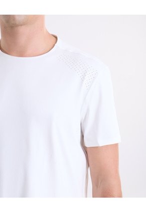 Camiseta Corte Láser Regular Fit  Para Hombre Blanco Atmos
