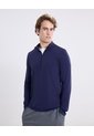 Buzo Cuello Alto Half Zipper Con Bolsillos  Para Hombre Azul Atmos de Atmos