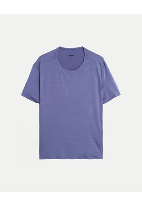 Camiseta Corte Láser Regular Fit  Para Hombre Azul Atmos