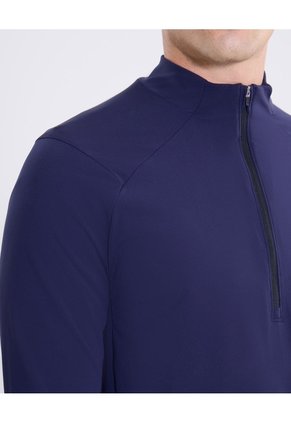 Buzo Cuello Alto Half Zipper Con Bolsillos  Para Hombre Azul Atmos