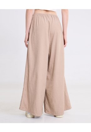 Pantalón Amplio Microconfort Fluido Para Mujer  Deportiva  Color Beige Marca Atmos