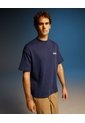 Camiseta Boxy Con Estampado Frontal  Para Hombre Azul Atmos de Atmos
