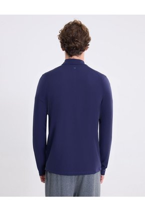 Buzo Cuello Alto Half Zipper Con Bolsillos  Para Hombre Azul Atmos