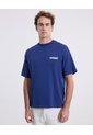 Camiseta Boxy Con Estampado Frontal  Para Hombre Azul Atmos de Atmos