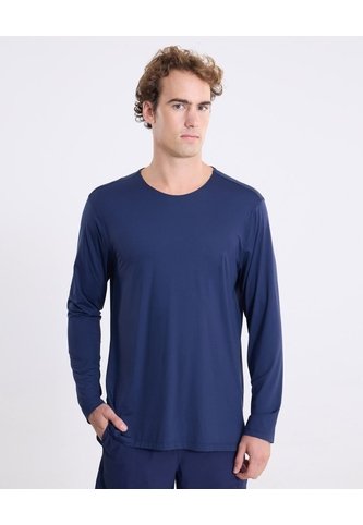 Camiseta Manga Larga Bonding Activo  Para Hombre Azul Atmos Atmos