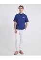 Camiseta Boxy Con Estampado Frontal  Para Hombre Azul Atmos de Atmos
