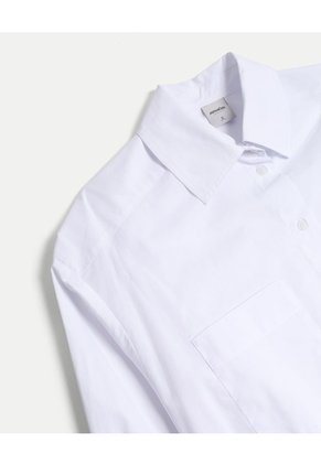 Camisa Crop Con Bolsillo Frontal Para Mujer  Deportiva  Color Blanco Marca Atmos