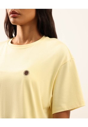 Camiseta Amplia Con Estampado Para Mujer  Deportiva  Color Amarillo Marca Atmos