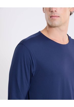 Camiseta Manga Larga Bonding Activo  Para Hombre Azul Atmos