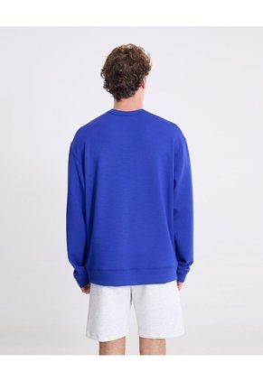 Buzo Oversize Cuello Redondo Plush  Para Hombre Azul Atmos