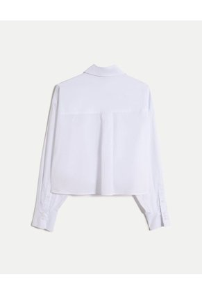 Camisa Crop Con Bolsillo Frontal Para Mujer  Deportiva  Color Blanco Marca Atmos