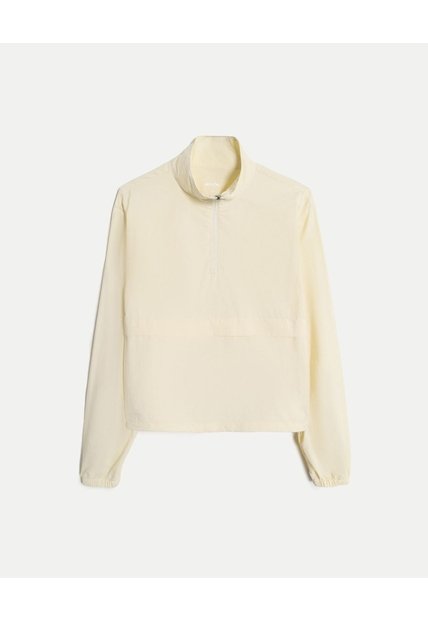 Chaqueta Rompevientos Half Zipper Para Mujer  Deportiva  Color Beige Marca Atmos