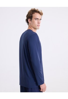 Camiseta Manga Larga Bonding Activo  Para Hombre Azul Atmos