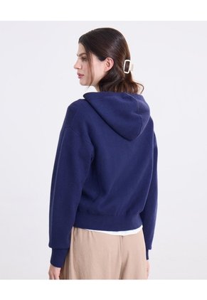 Saco Hoodie Tejido Full Zipper Para Mujer Azul Atmos