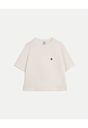 Camiseta Amplia Con Estampado Para Mujer Deportiva Color Blanco Marca Atmos