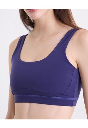 Top Deportivo Cuello Redondo Ajuste Medio Para Mujer Azul Atmos