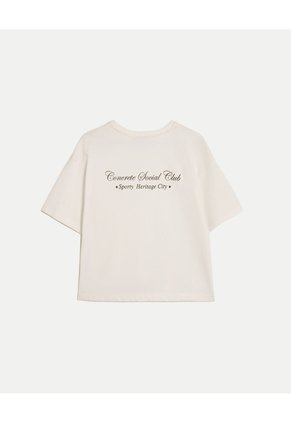 Camiseta Amplia Con Estampado Para Mujer Deportiva Color Blanco Marca Atmos