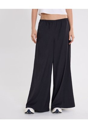 Pantalón Amplio Microconfort Fluido Para Mujer Deportiva Color Negro Marca Atmos