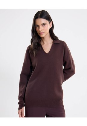 Saco Tejido Cuello V Estructurado  Para Mujer Crema Atmos