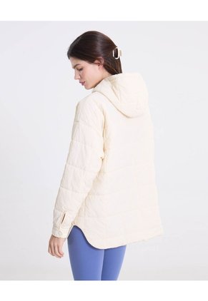 Chaqueta Acolchada Hoodie Funcional Para Mujer  Deportiva  Color Beige Marca Atmos