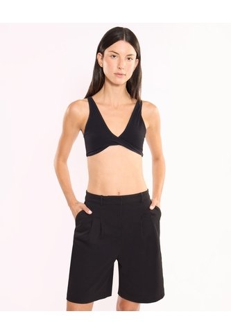 Top Fruncido En El Frente  Para Mujer Negro Atmos Atmos