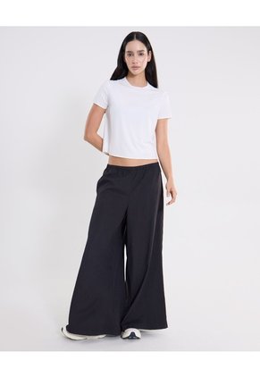 Pantalón Amplio Microconfort Fluido Para Mujer Deportiva Color Negro Marca Atmos