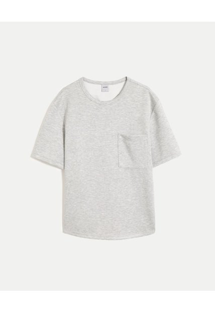 Camiseta Relaxed Fit Manga Corta Con Bolsillo  Para Hombre Gris Atmos