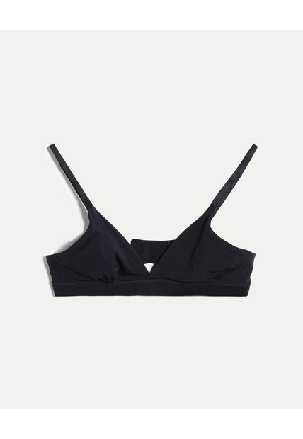 Top Triangular Cruzado Microfibra  Para Mujer Negro Atmos