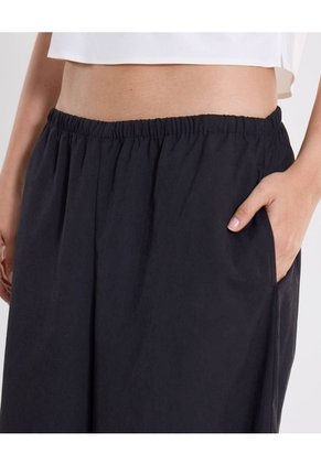 Pantalón Amplio Microconfort Fluido Para Mujer Deportiva Color Negro Marca Atmos