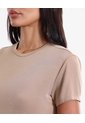 Camiseta Crop Manga Corta Plush Para Mujer  Deportiva  Color Beige Marca Atmos de Atmos
