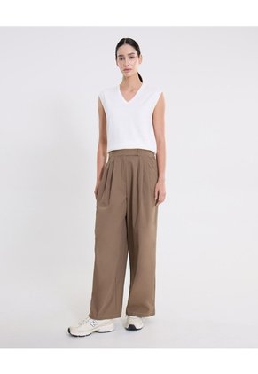 Pantalón Amplio Sartorial Alotech Para Mujer  Deportiva  Color Beige Marca Atmos