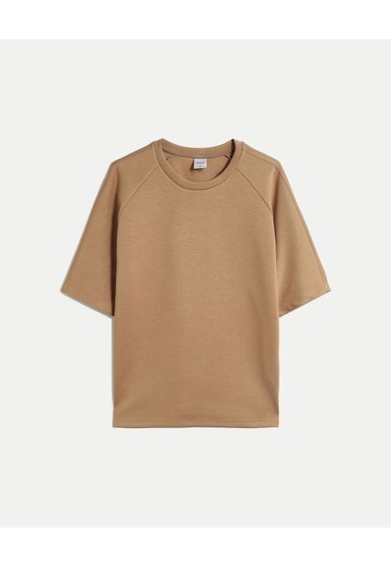 Camiseta Amplia Manga Ranglan Plush  Para Hombre Café Atmos